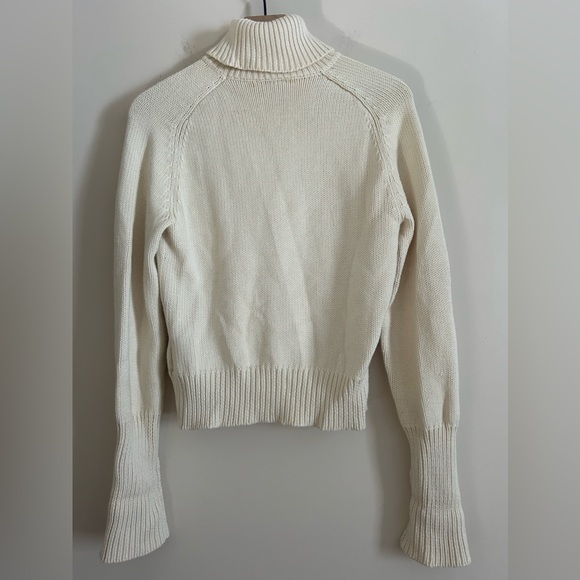 Ralph Lauren Sport Womens Cotton Heavy Knit Turtle Neck Sweater Large Cream - Picture 4 of 4